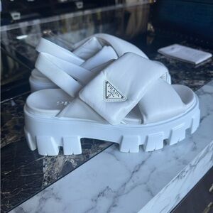 Prada Women's White Chunky Sandals IT37